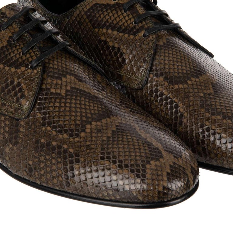 Chaussures Derby Dolce & Gabbana Otello - Cuir Serpent Noir - Taille 44 EU - Neuf Avec Boîte