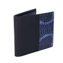 Dolce & Gabbana - Snake Leather Wallet with Golden Logo Blue Black