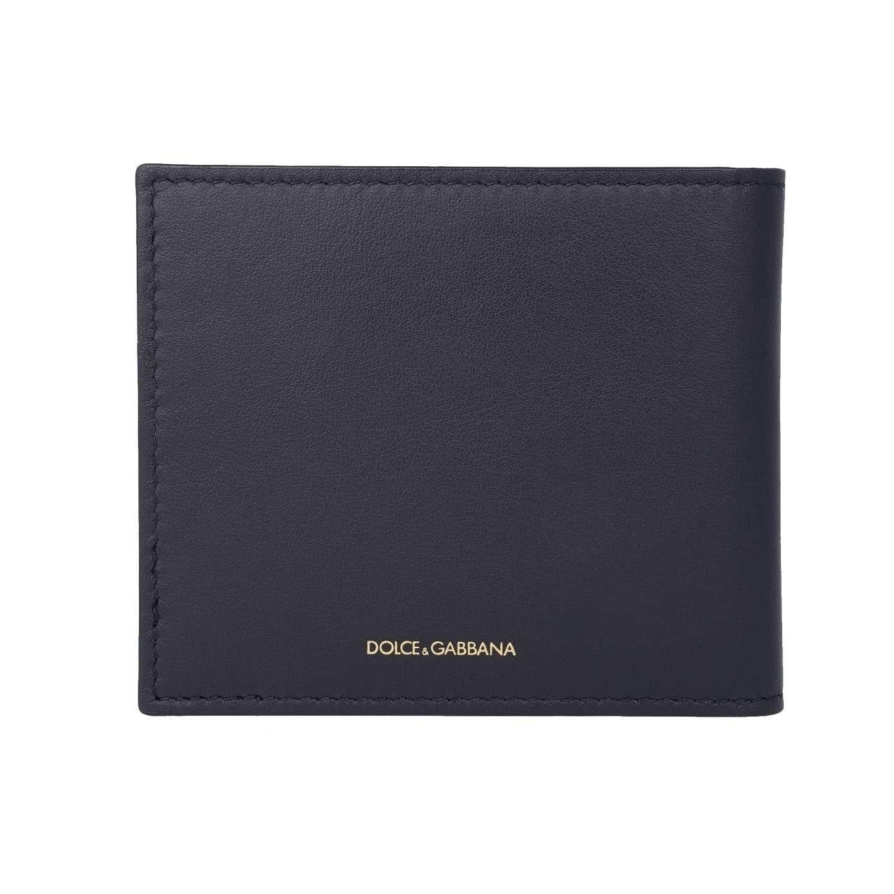 Men's Dolce & Gabbana - Snake Leather Wallet with Golden Logo Blue Black For Sale