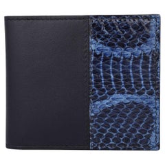 Dolce & Gabbana - Snake Leather Wallet with Golden Logo Blue Black