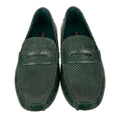 Dolce & Gabbana Snake Shoes Moccasin GELA ZERO with DG Metal Logo Green EUR 41