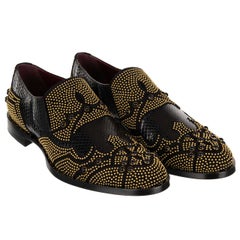 Dolce & Gabbana Snake Studs Pearl Shoes Loafer NAPLES Black Gold 44 UK 10 US 11