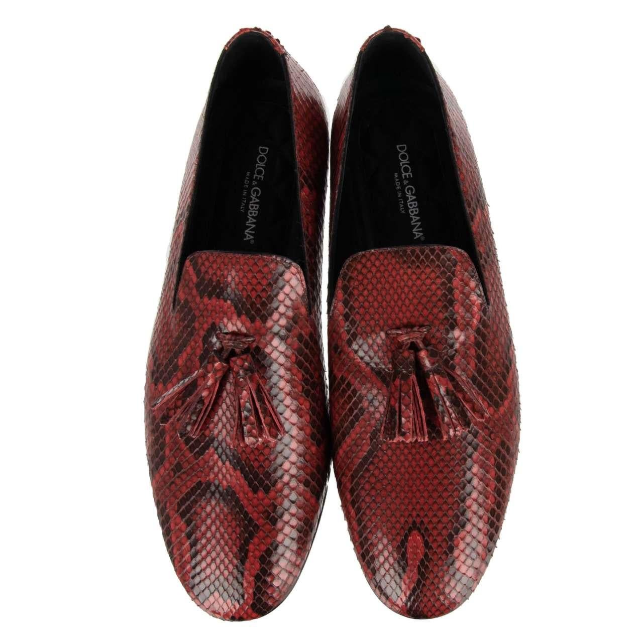 Dolce & Gabbana Snake Tassel Shoes Loafer YOUNG POPE Red 44 UK 10 US 11 For Sale 2
