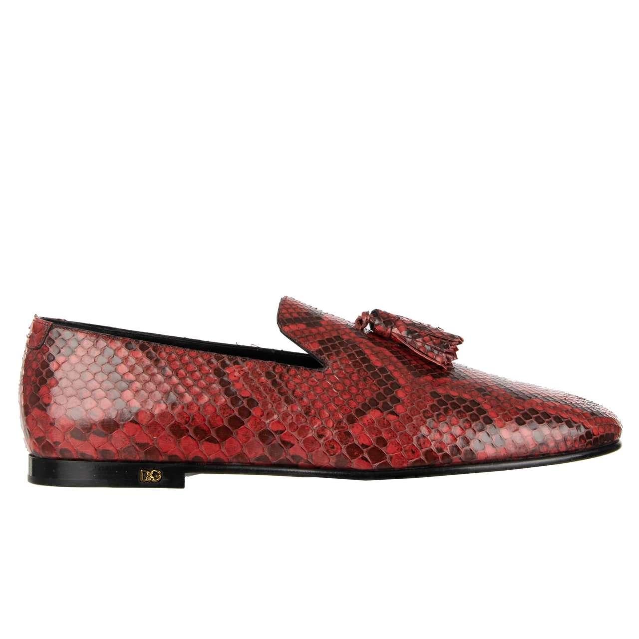 Dolce & Gabbana Snake Tassel Shoes Loafer YOUNG POPE Red 44 UK 10 US 11 For Sale 3