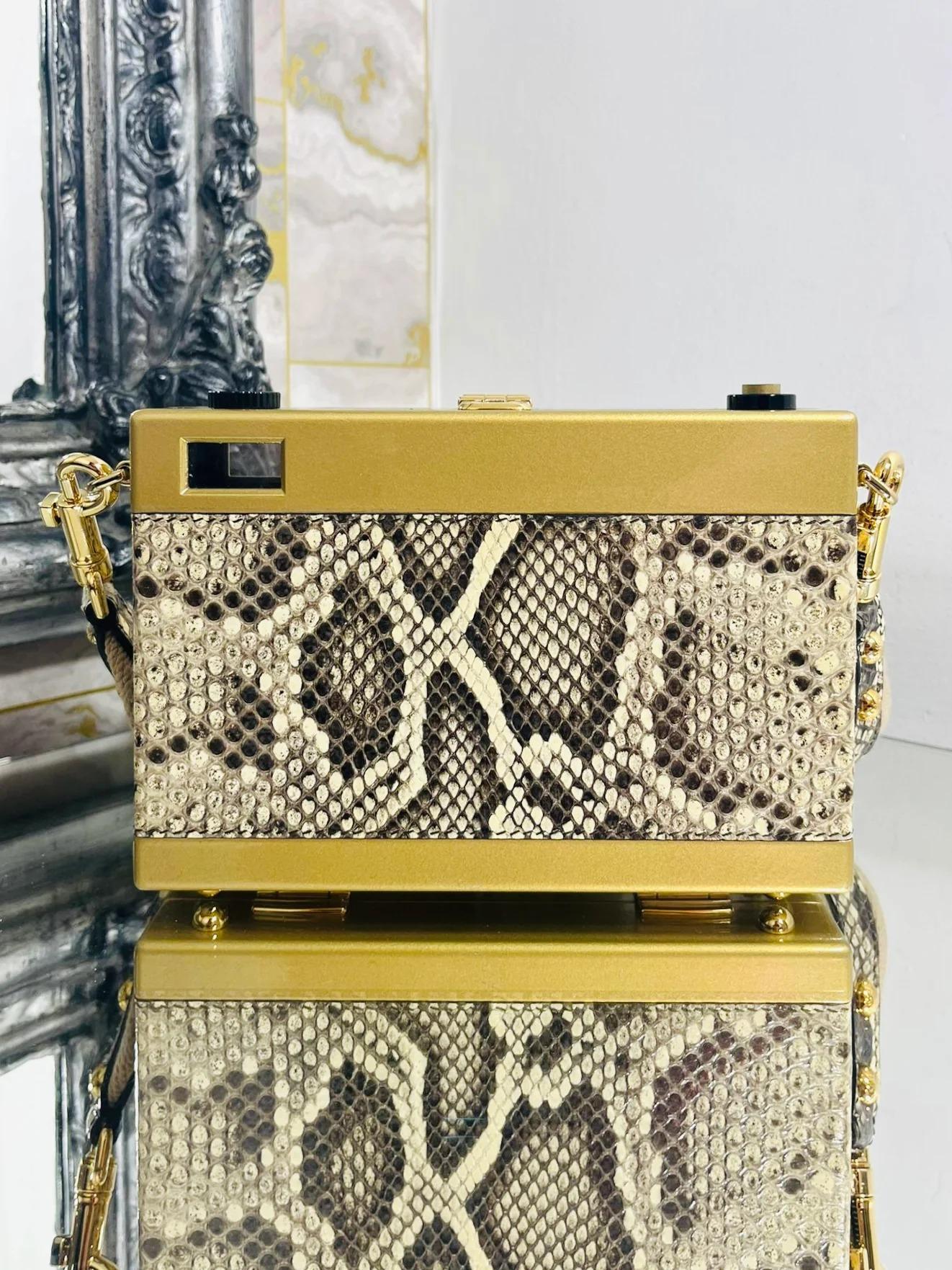 Beige Dolce & Gabbana Snakeskin Camera Bag For Sale