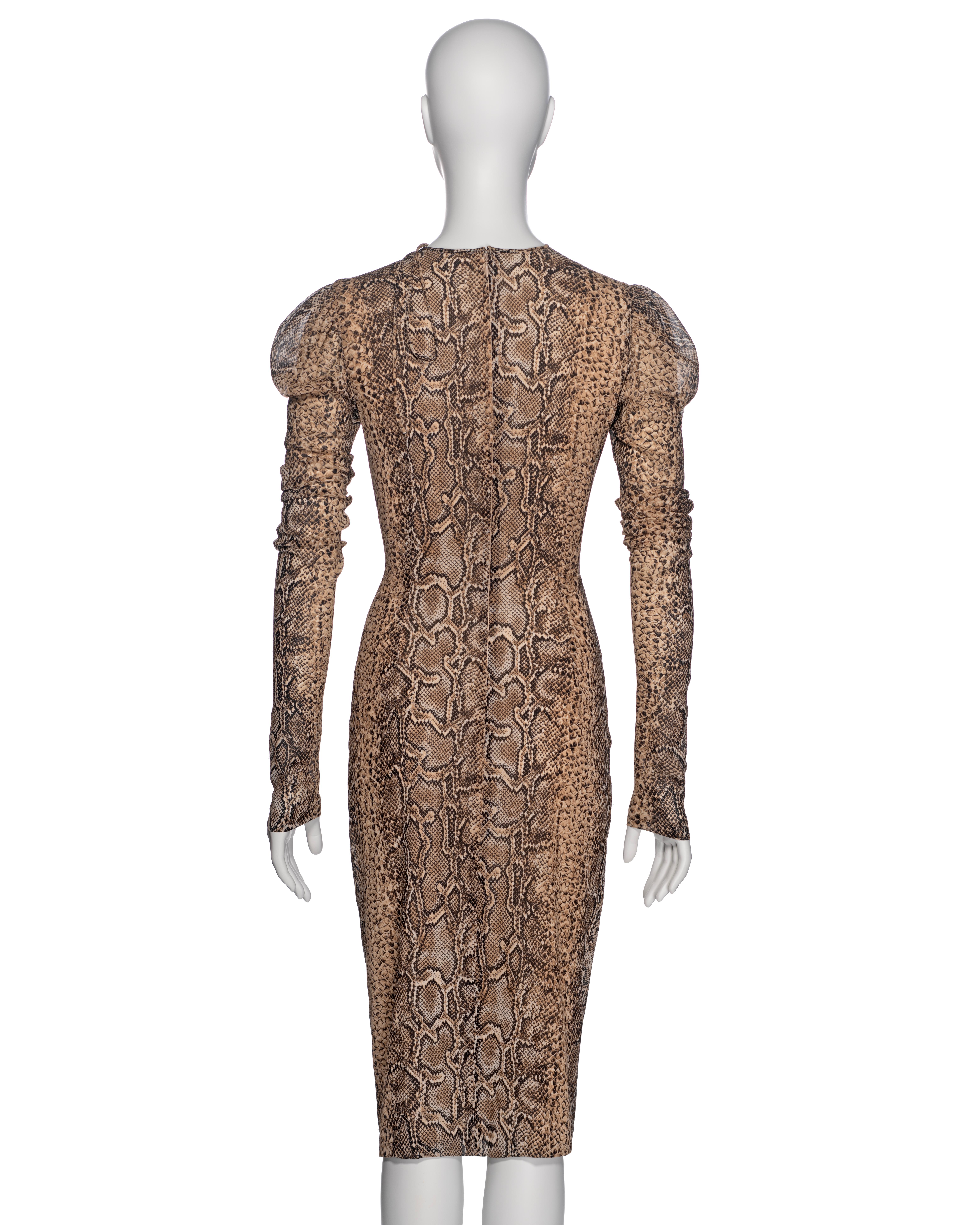 Dolce & Gabbana Snakeskin Print Low Plunge Dress with Crystal Heart, SS 2005 For Sale 5