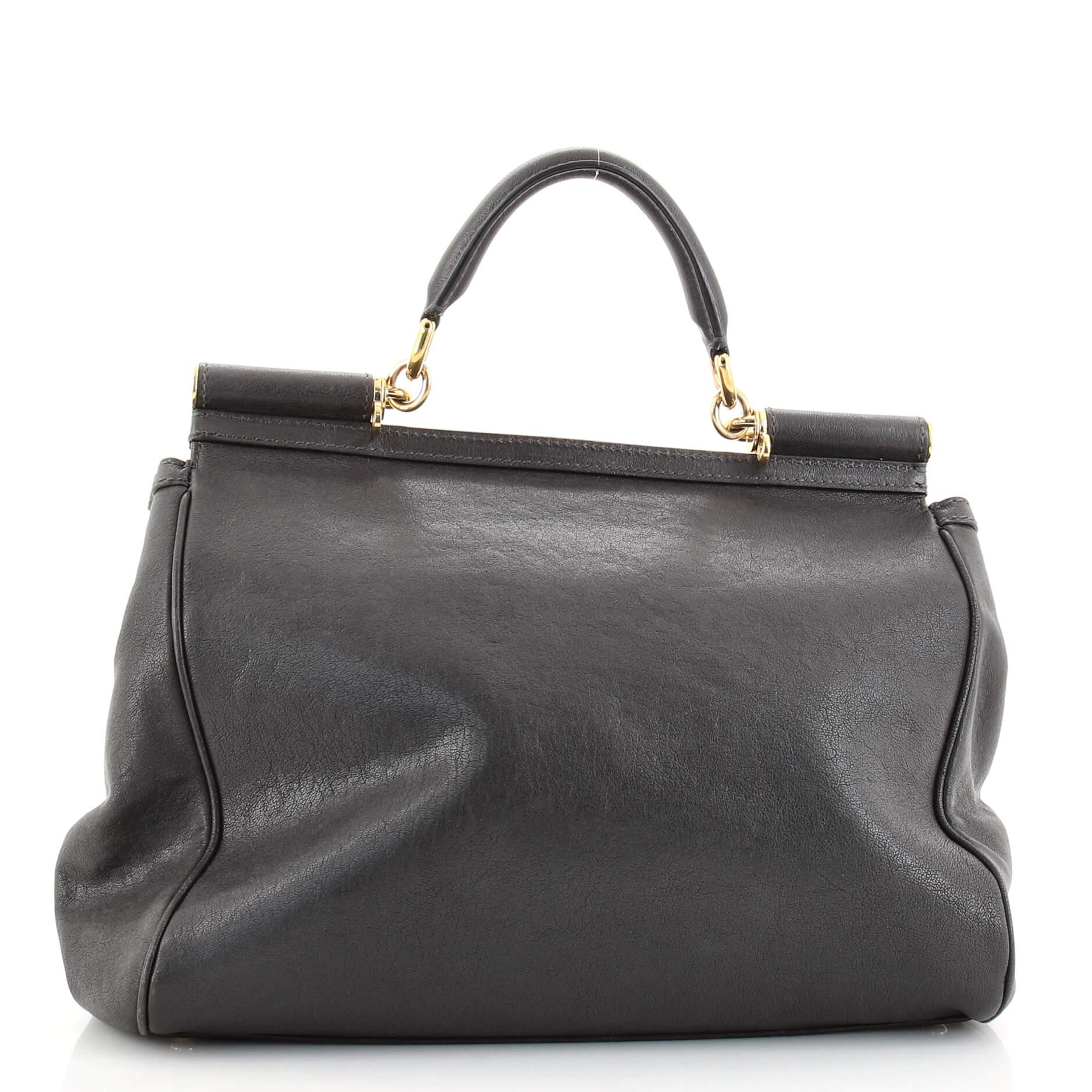 Black Dolce & Gabbana Soft Miss Sicily Bag Leather Medium