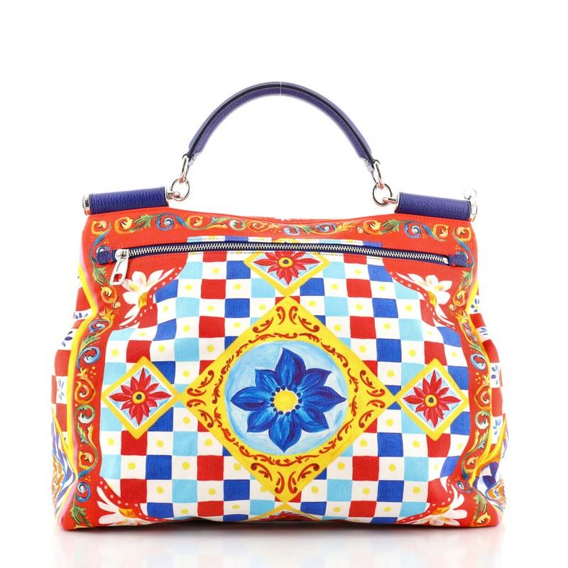 Orange Dolce & Gabbana Soft Miss Sicily Bag Printed Canvas Large