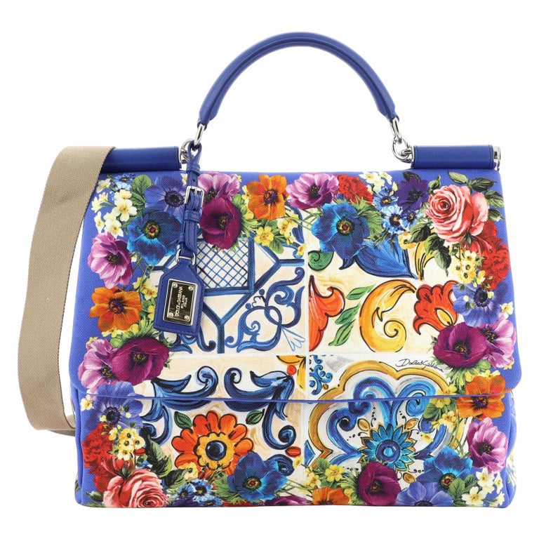 Dolce and Gabbana Soft Miss Sicily Bag Printed Canvas Large