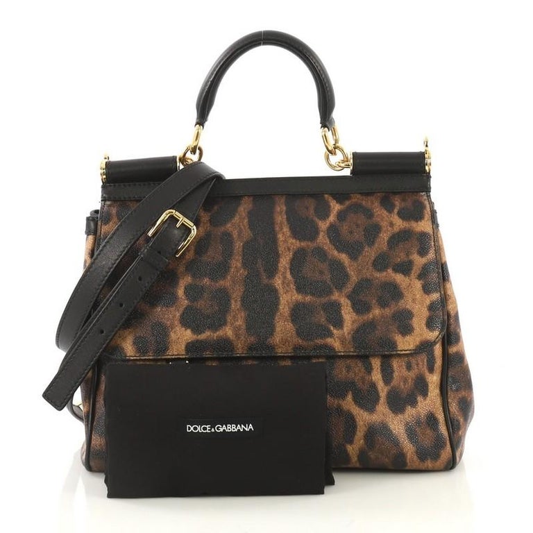 Dolce and Gabbana Soft Miss Sicily Handbag Leopard Print Leather Medium ...