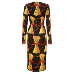 Dolce & Gabbana Spaghetti Print Long Sleeve Dress IT 40 US 4