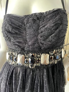 Dolce & Gabbana "Special Piece" Vintage Black Lace Dress with Bold Jewel Belt