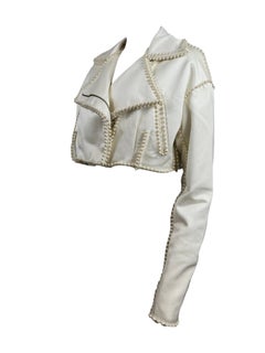 Dolce Gabbana Spring 1992 Cropped ecru perfecto faux pearls