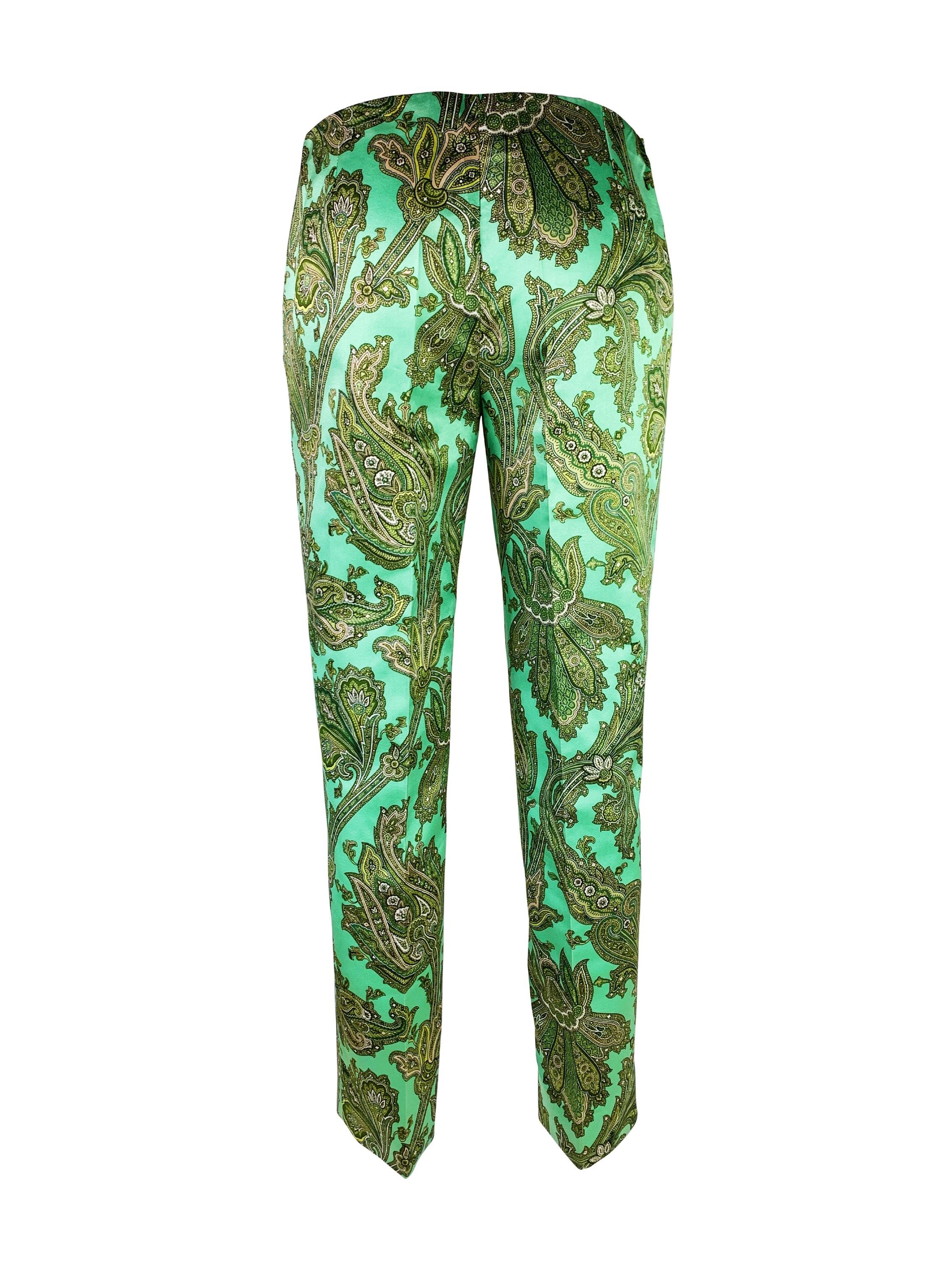 Green Dolce & Gabbana Spring 2000 Paisley Print Trousers For Sale