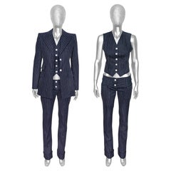 Dolce & Gabbana Spring 2002 RUNWAY Three Piece Denim Pinstripe Set