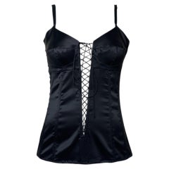 Dolce & Gabbana Frühjahr 2003 – Schwarzes Satin-Korsett-Bustier-Top mit Schnürung