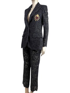 Dolce Gabbana Spring 2015 black guipure trouser suit