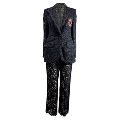 Dolce Gabbana Spring 2015 black guipure trouser suit