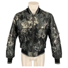 DOLCE & GABBANA Spring 2022 Size 36 Black Metallic Floral Bomber Jacket