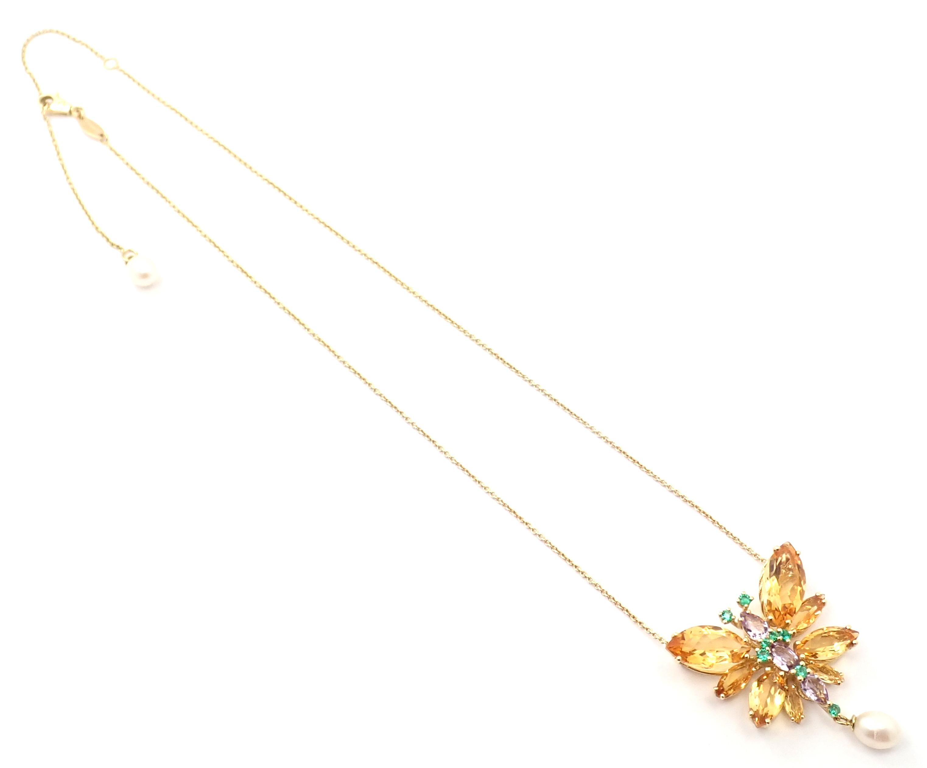 Dolce & Gabbana Spring Citrine Amethyst Butterfly Yellow Gold Pendant Necklace For Sale 2