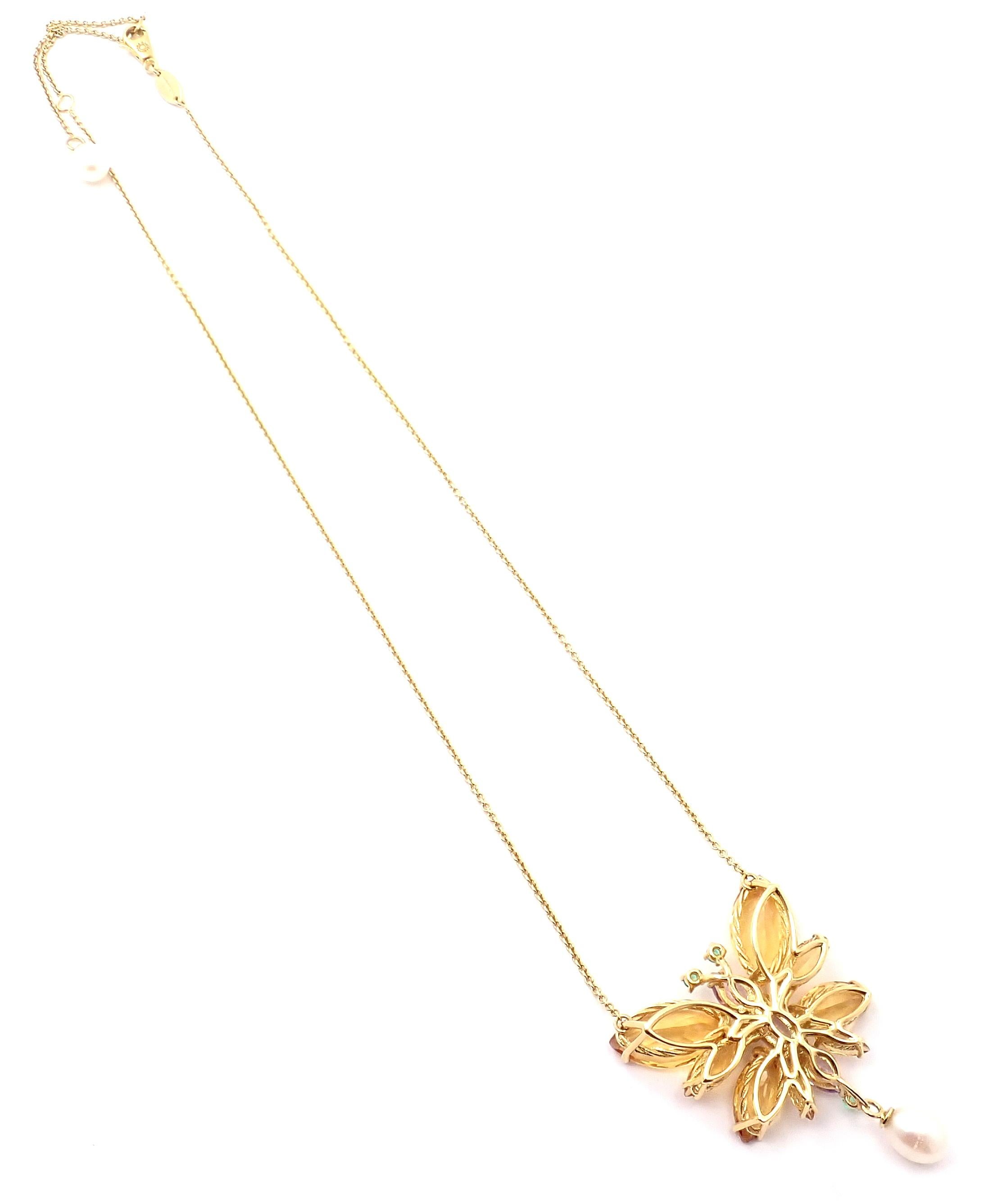 Dolce & Gabbana, collier pendentif papillon en or jaune avec citrine, améthyste et printemps en vente 4