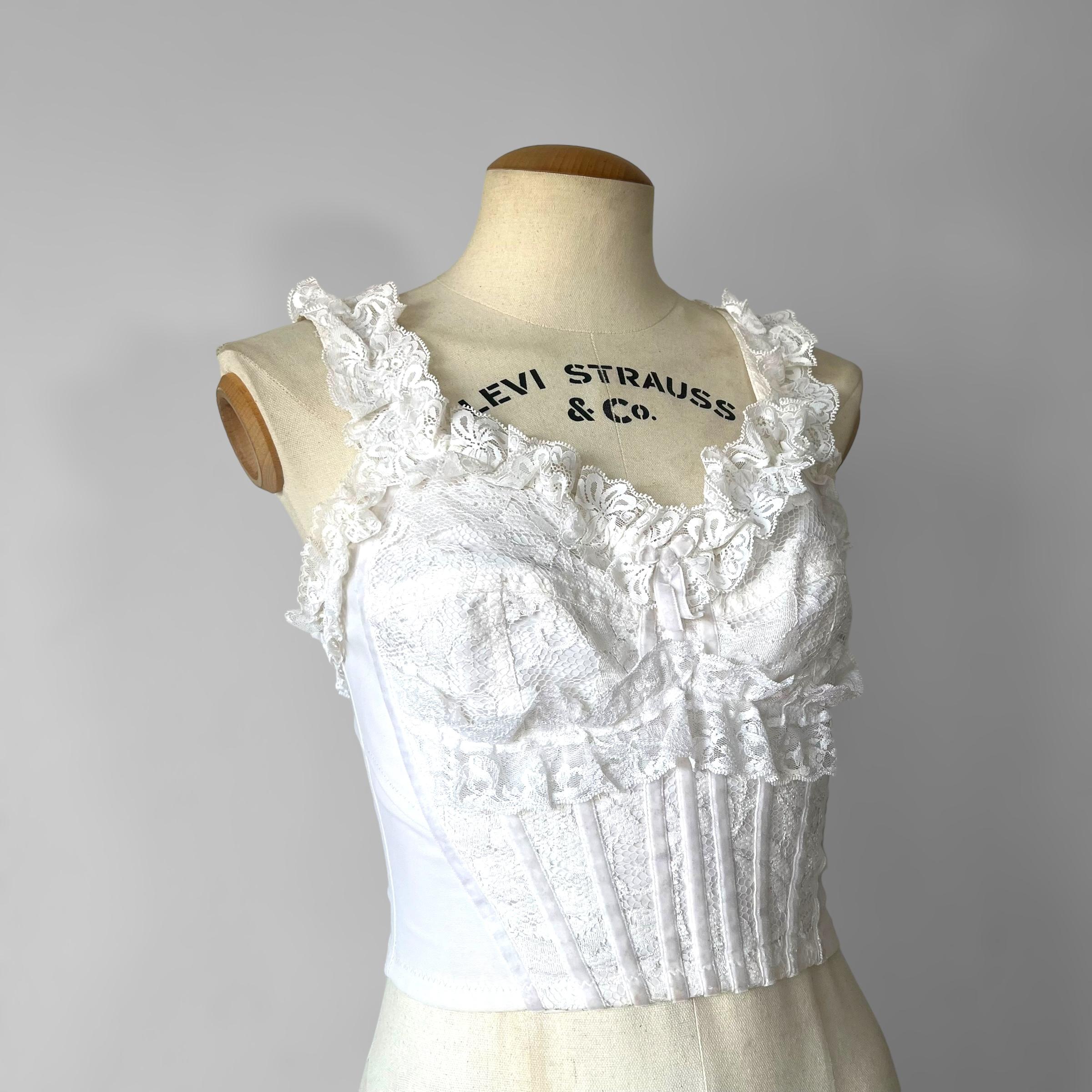 Dolce & Gabbana Spring Summer 1993 Collection White lace corset In Good Condition In CAPELLE AAN DEN IJSSEL, ZH