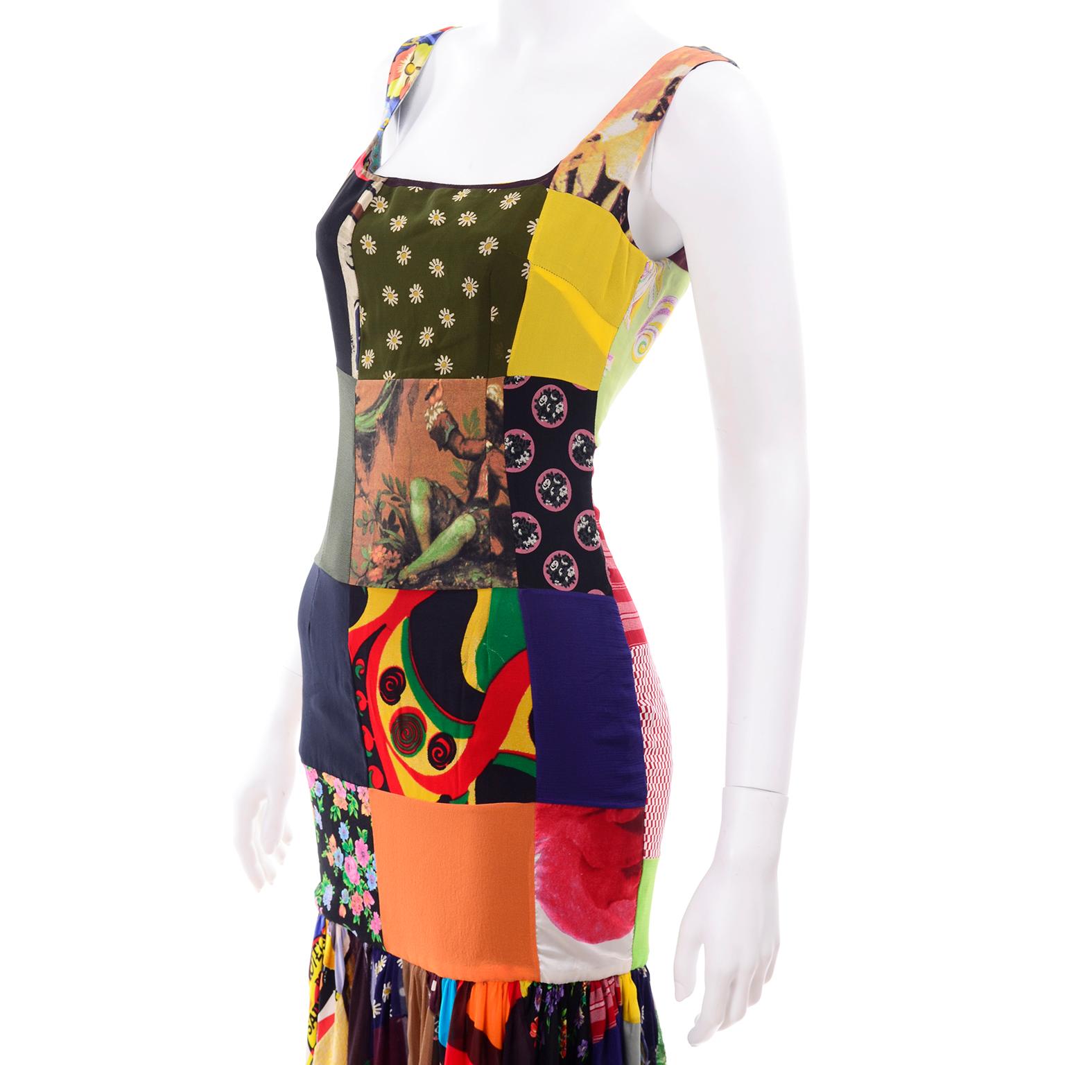 Dolce Gabbana Spring Summer 1993 Vintage Patchwork Silk 1970s Inspired Dress 2