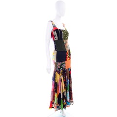 Dolce Gabbana Spring Summer 1993 Vintage Patchwork Silk 1970s Inspired Dress