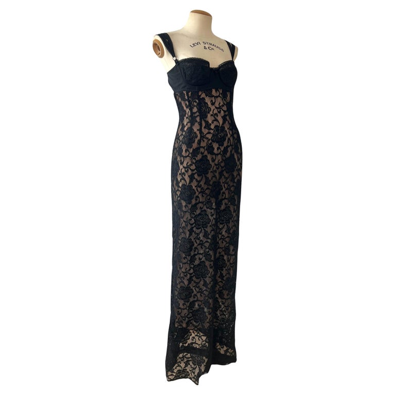 Dolce & Gabbana Spring/Summer 1997 Black Lace Maxi Dress