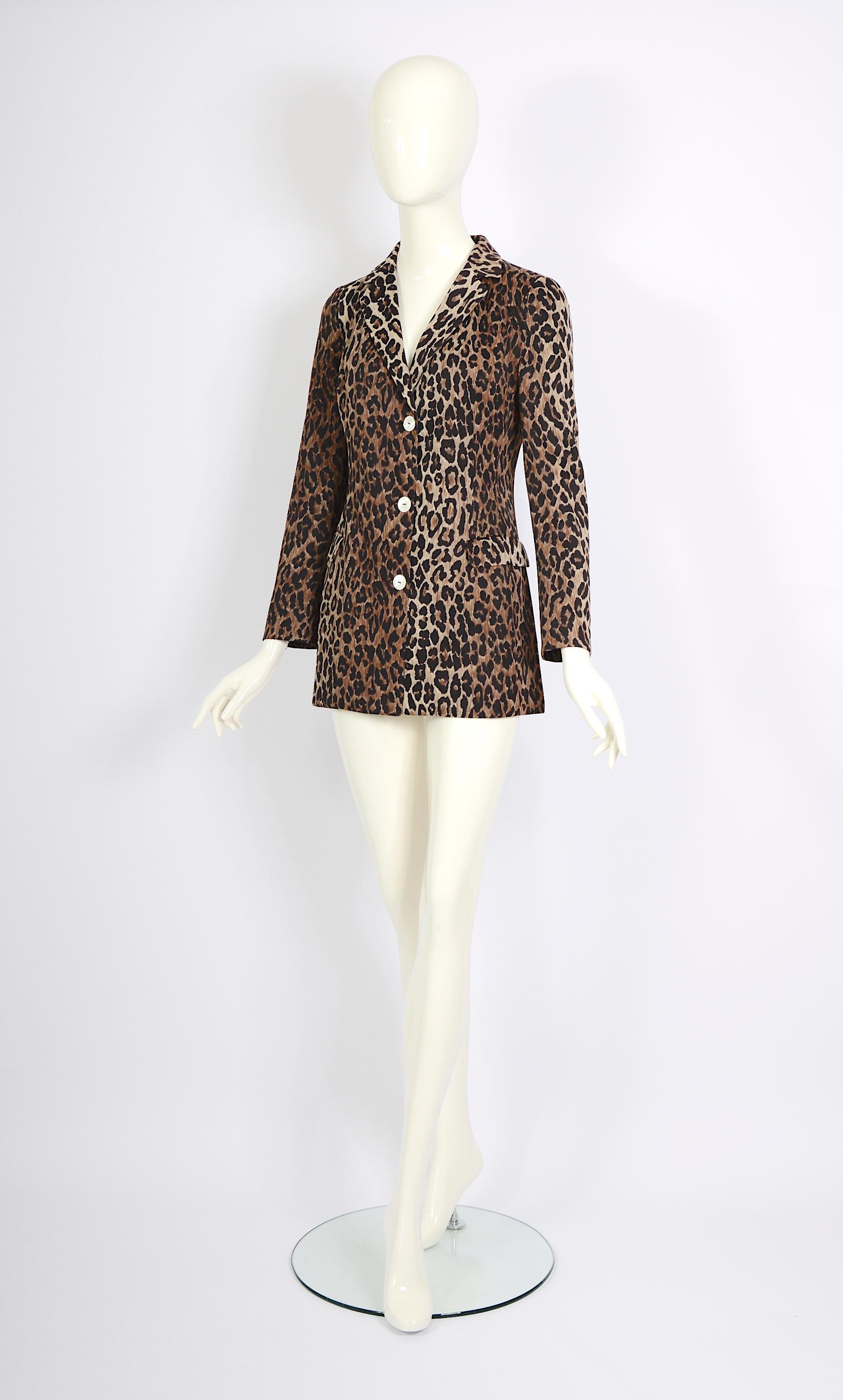 Dolce & Gabbana spring summer 1997 runway nylon leopard print jacket For Sale 6