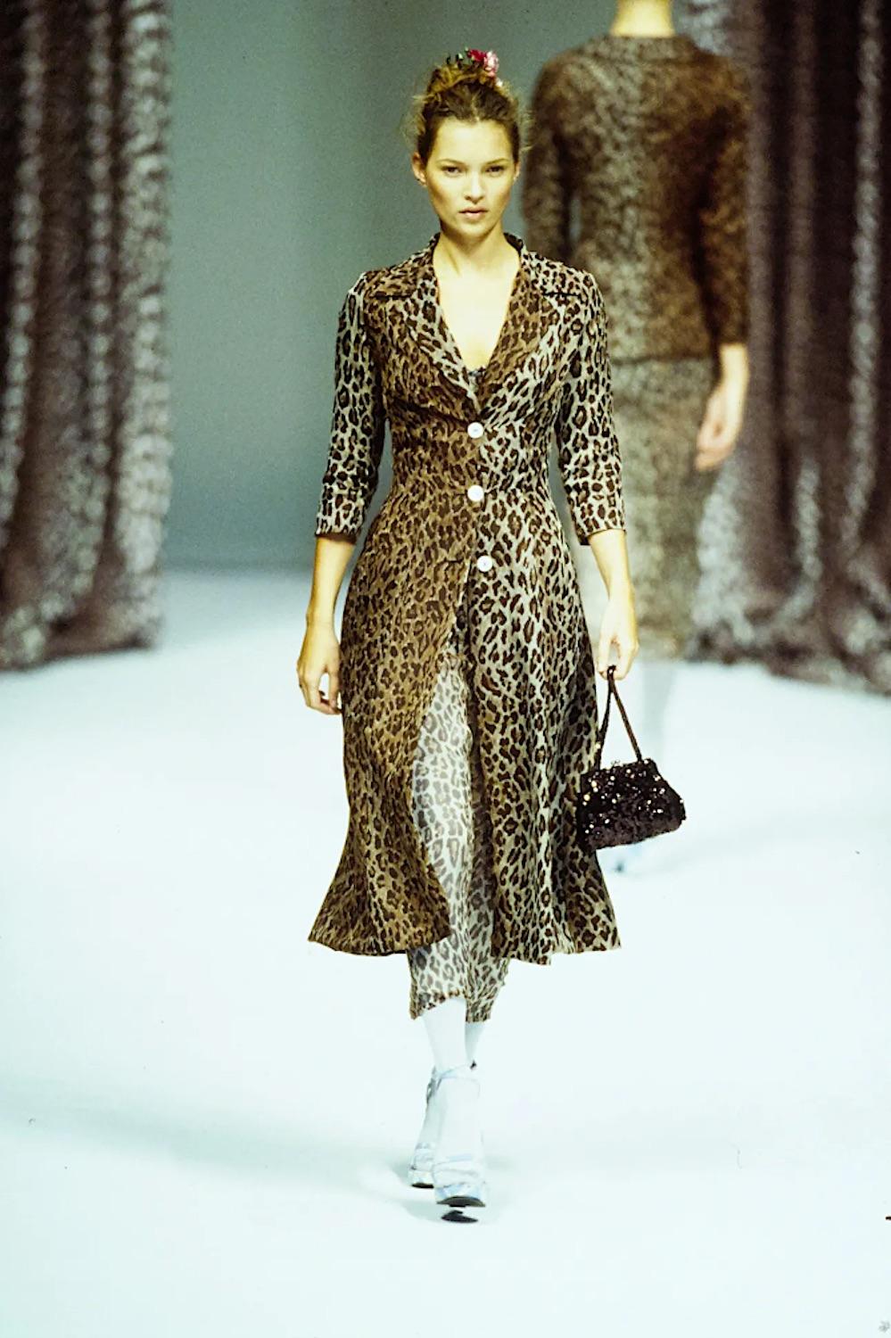Dolce & Gabbana spring summer 1997 runway nylon leopard print jacket For Sale 8