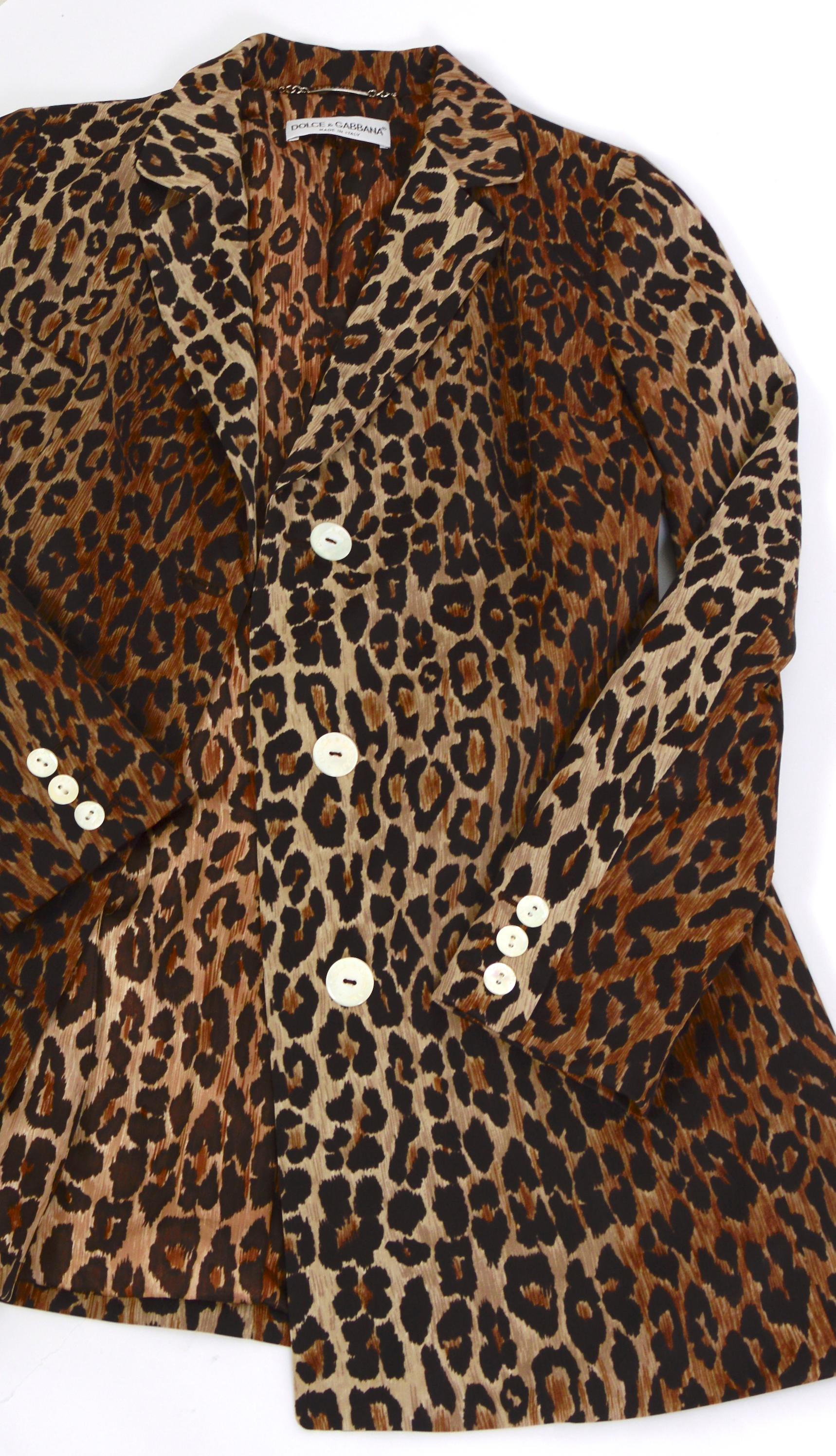 Dolce & Gabbana spring summer 1997 runway nylon leopard print jacket For Sale 11