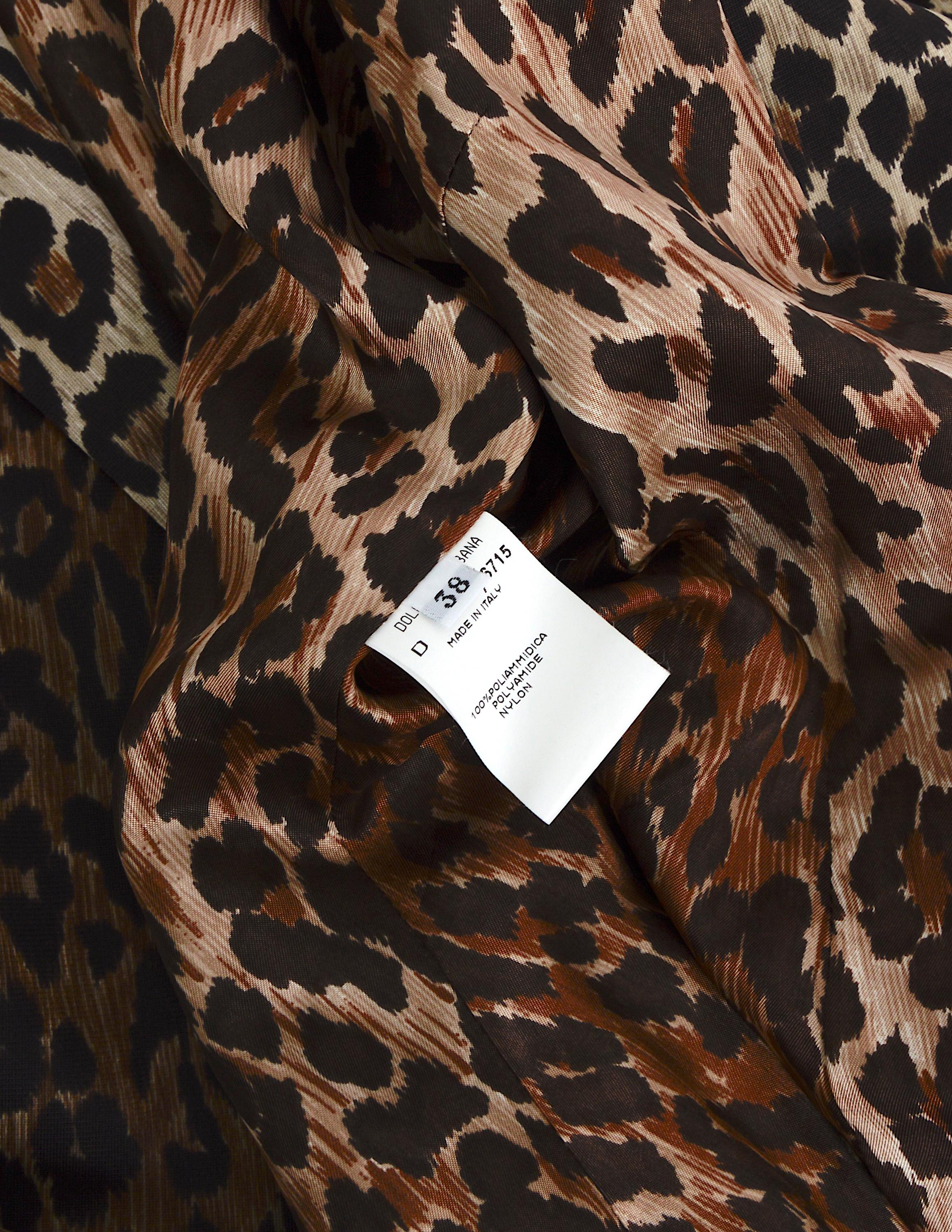Dolce & Gabbana spring summer 1997 runway nylon leopard print jacket For Sale 12