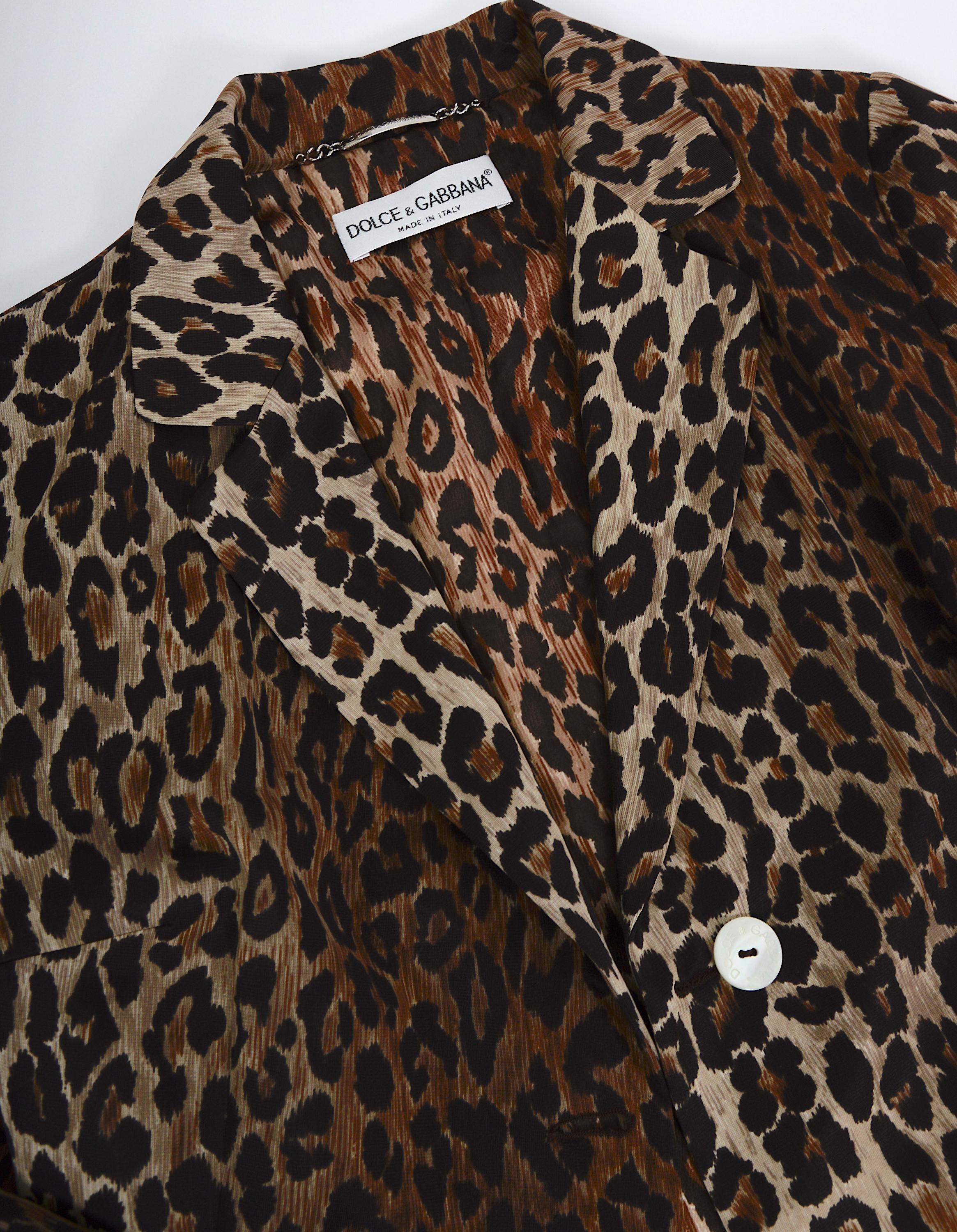 Dolce & Gabbana spring summer 1997 runway nylon leopard print jacket For Sale 13