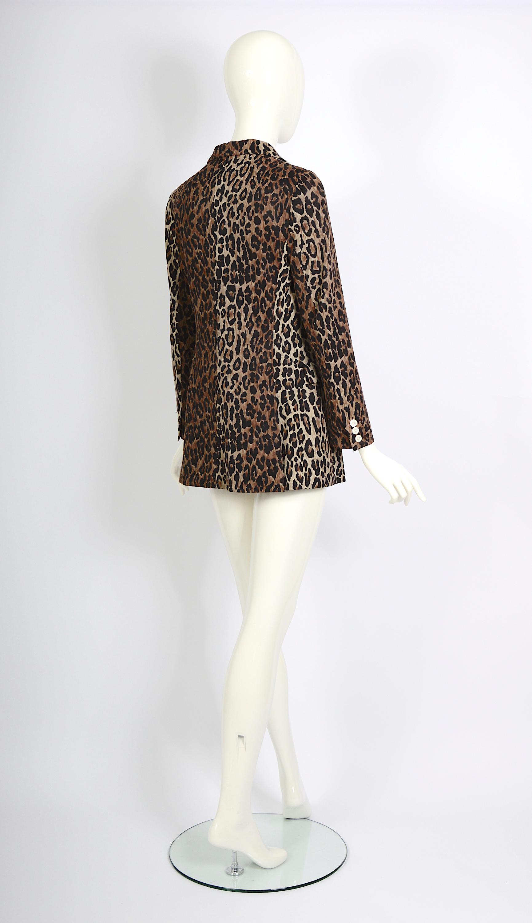 Dolce & Gabbana spring summer 1997 runway nylon leopard print jacket For Sale 2