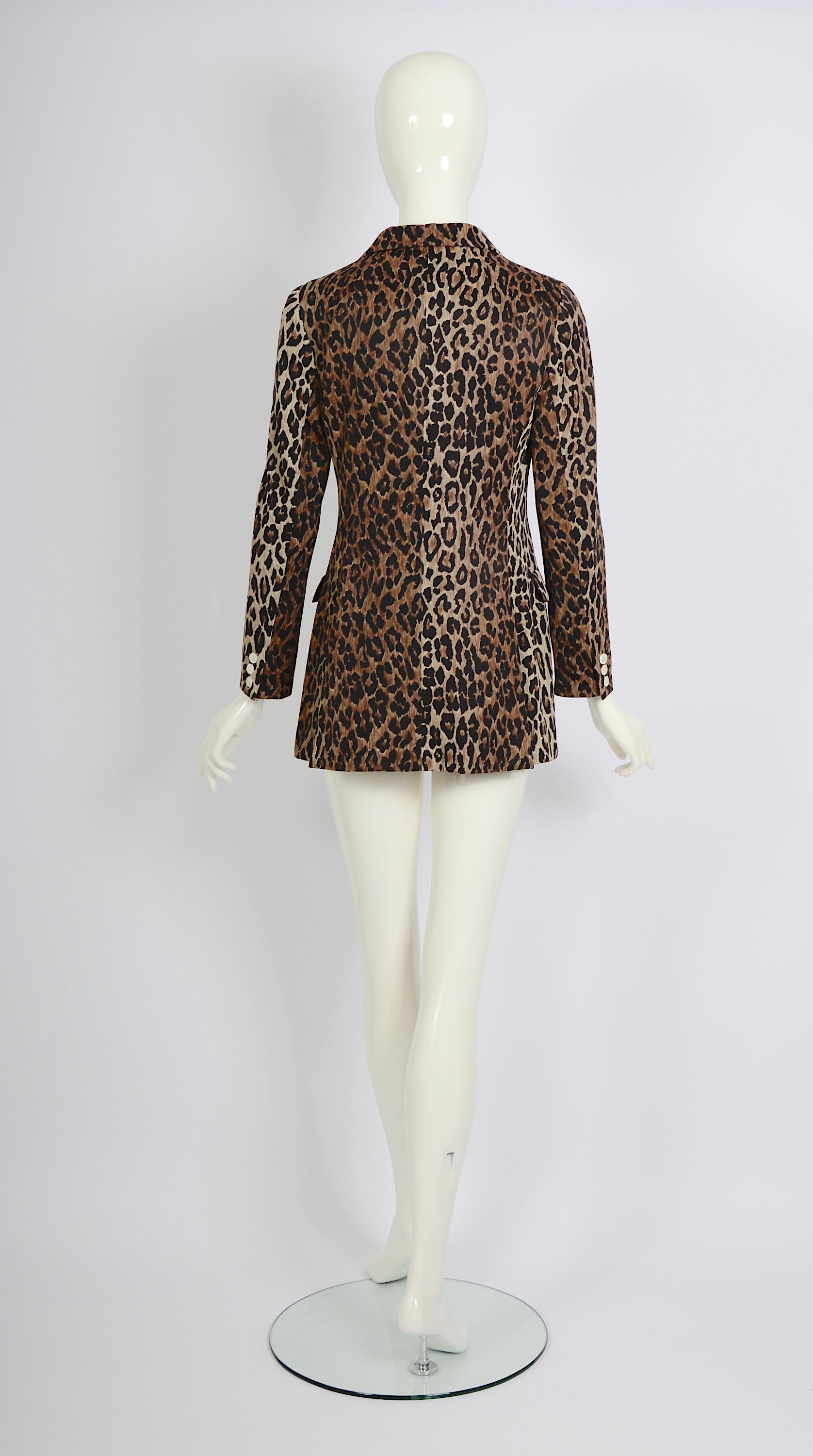 Dolce & Gabbana spring summer 1997 runway nylon leopard print jacket For Sale 3
