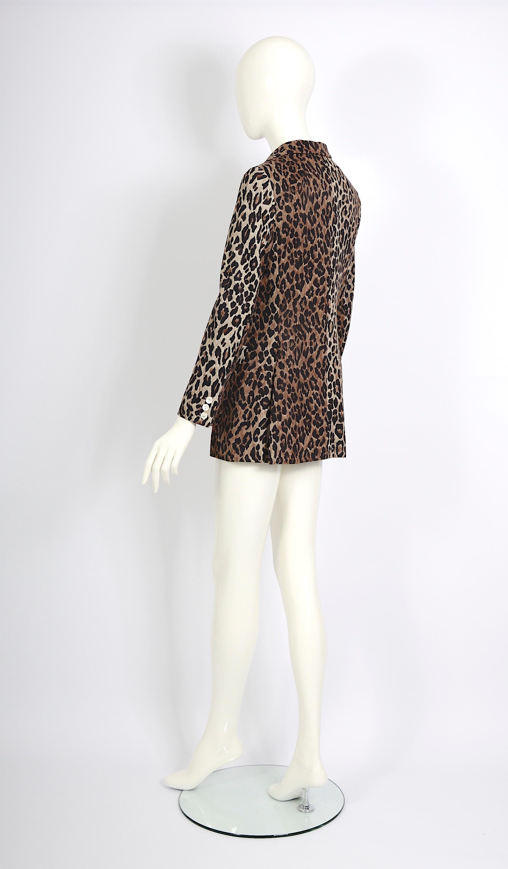 Dolce & Gabbana spring summer 1997 runway nylon leopard print jacket For Sale 4