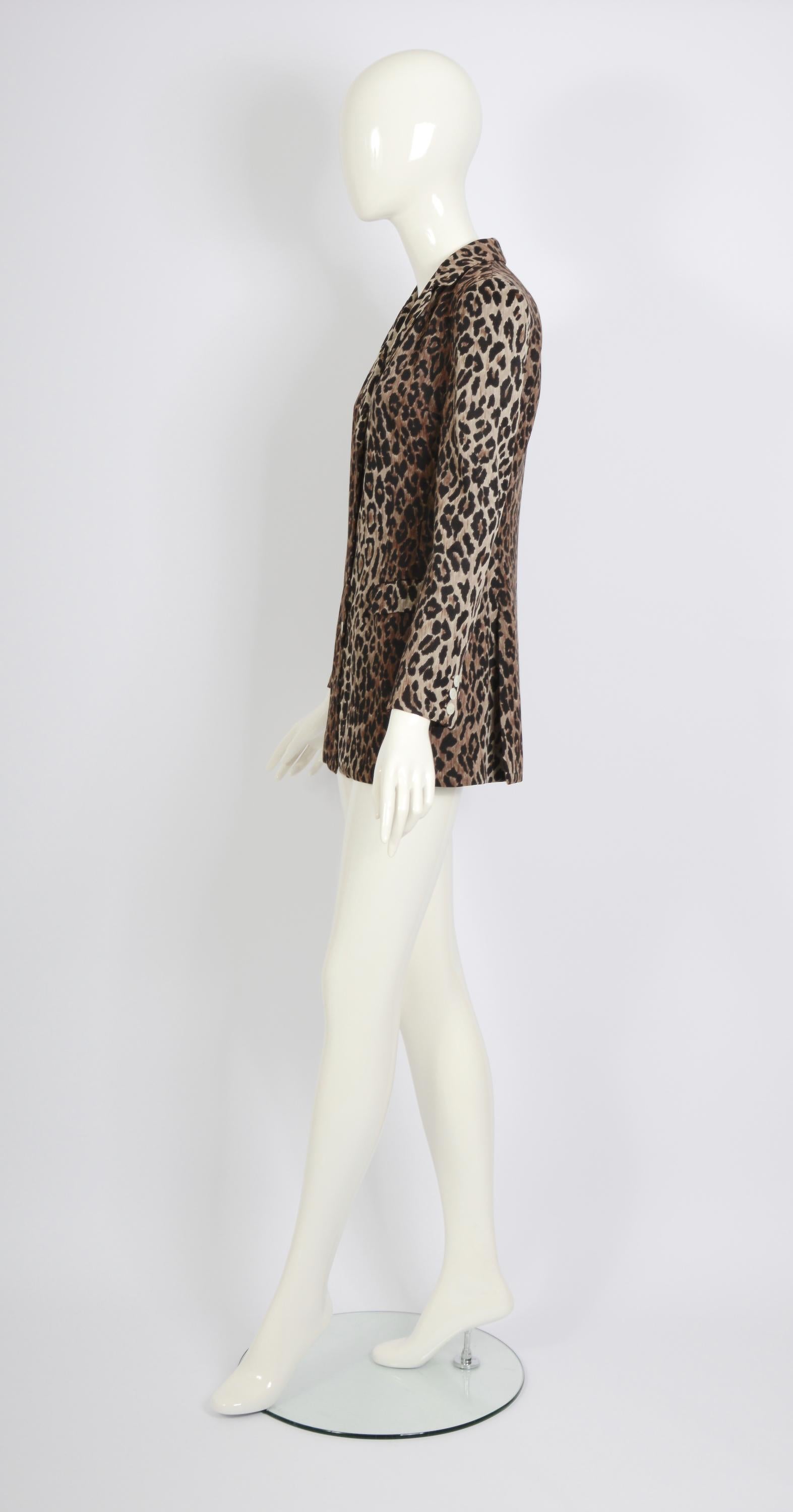 Dolce & Gabbana spring summer 1997 runway nylon leopard print jacket For Sale 5