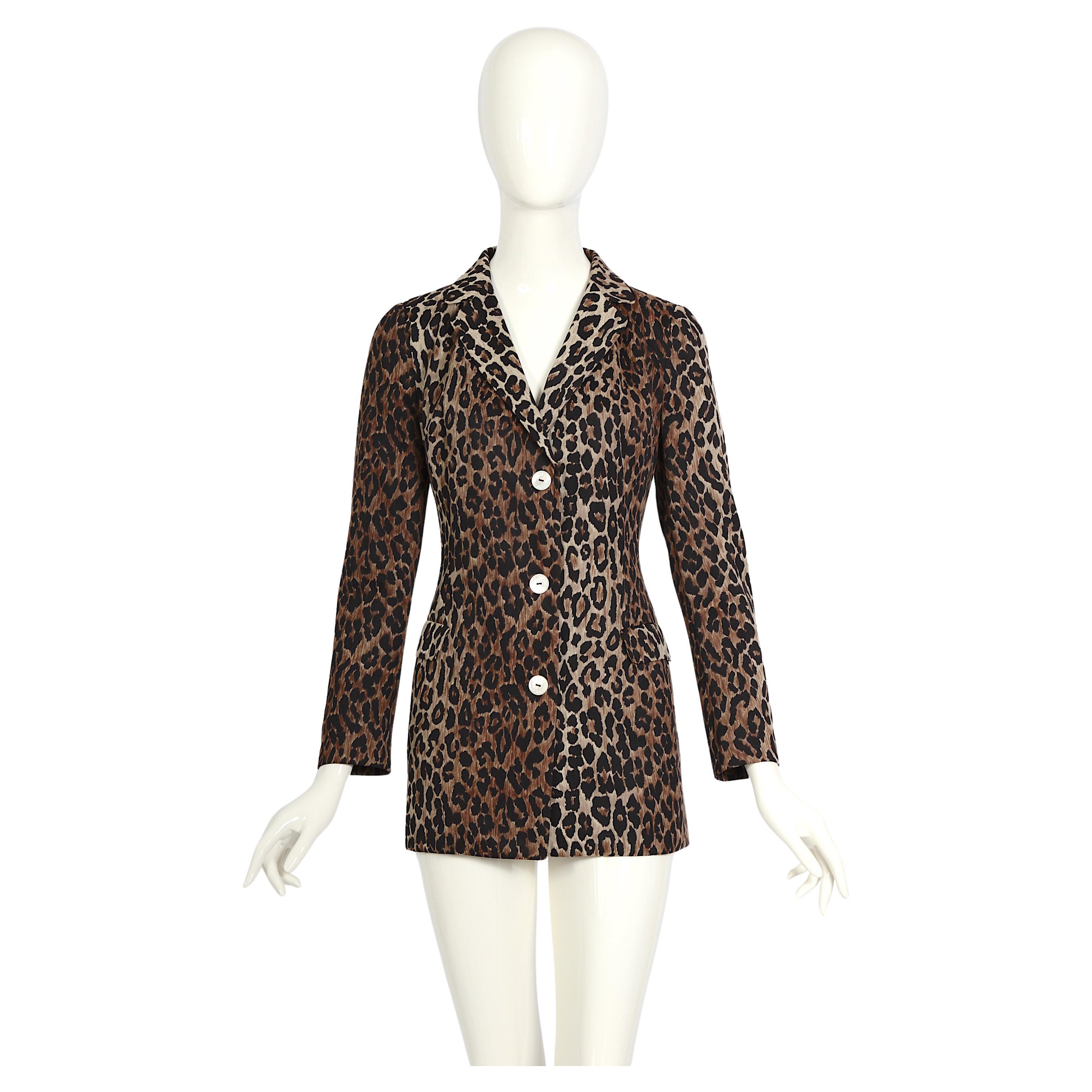Dolce & Gabbana spring summer 1997 runway nylon leopard print jacket For Sale