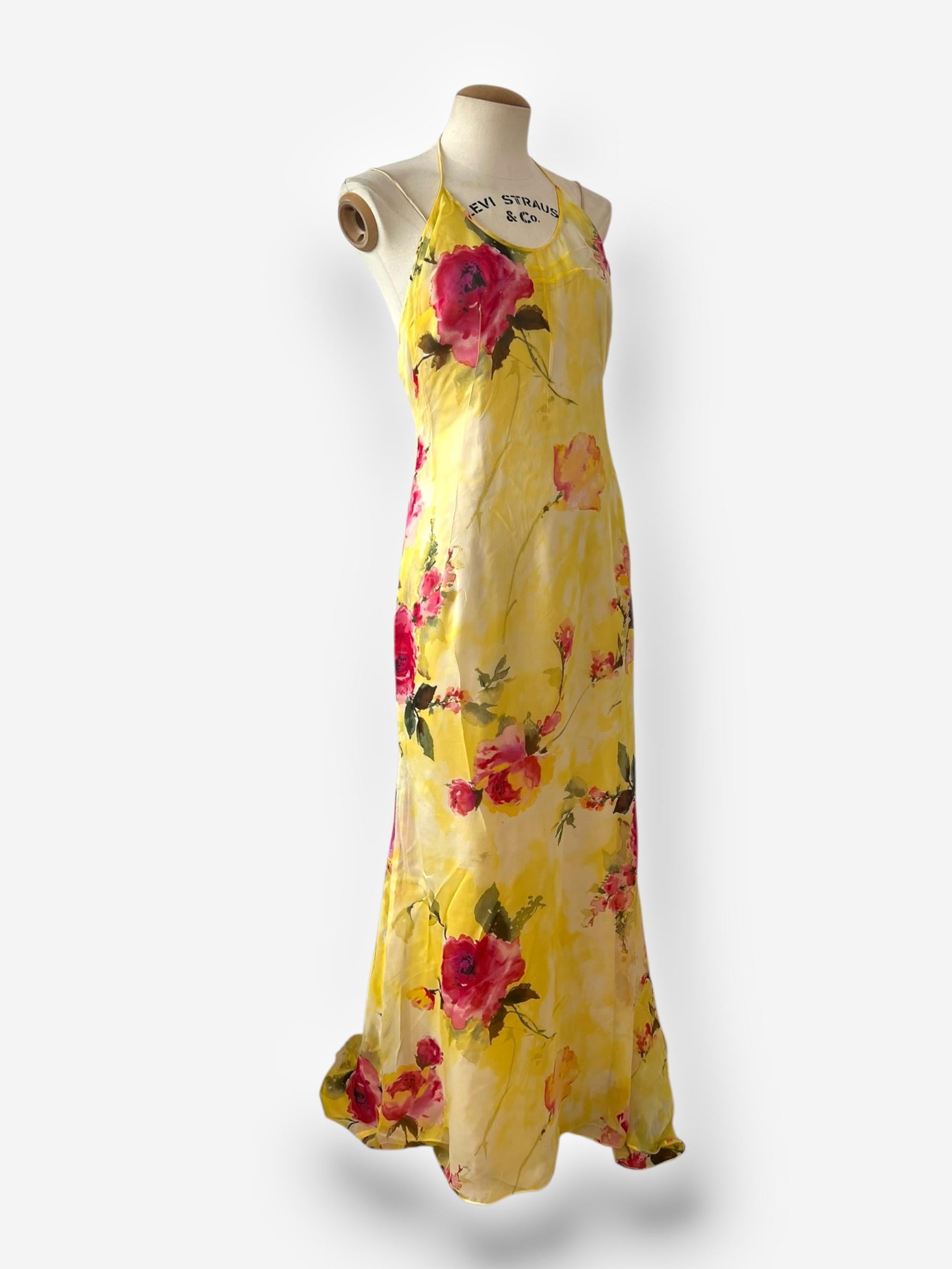 Dolce & Gabbana Spring/Summer 1997 Sheer Silk Floral Gown (Braun) im Angebot