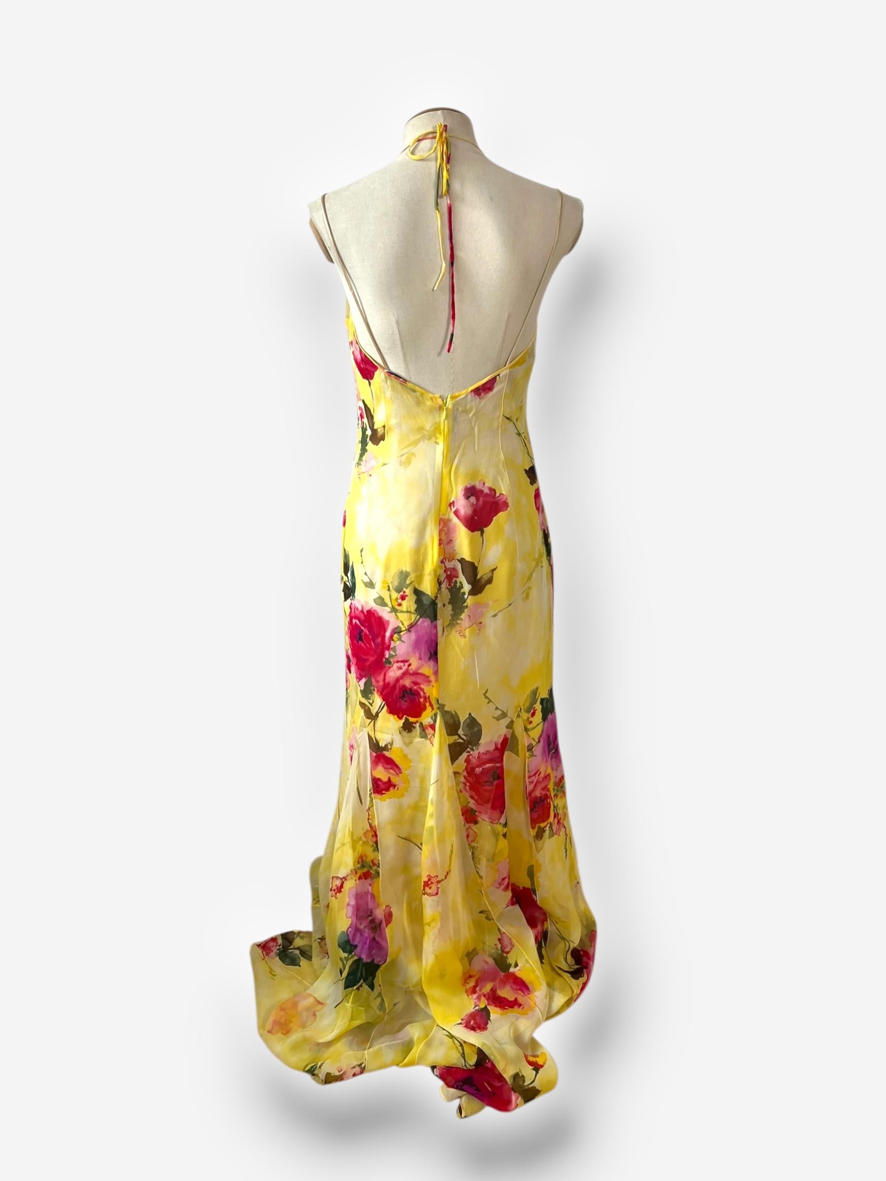 Dolce & Gabbana Spring/Summer 1997 Sheer Silk Floral Gown Damen im Angebot