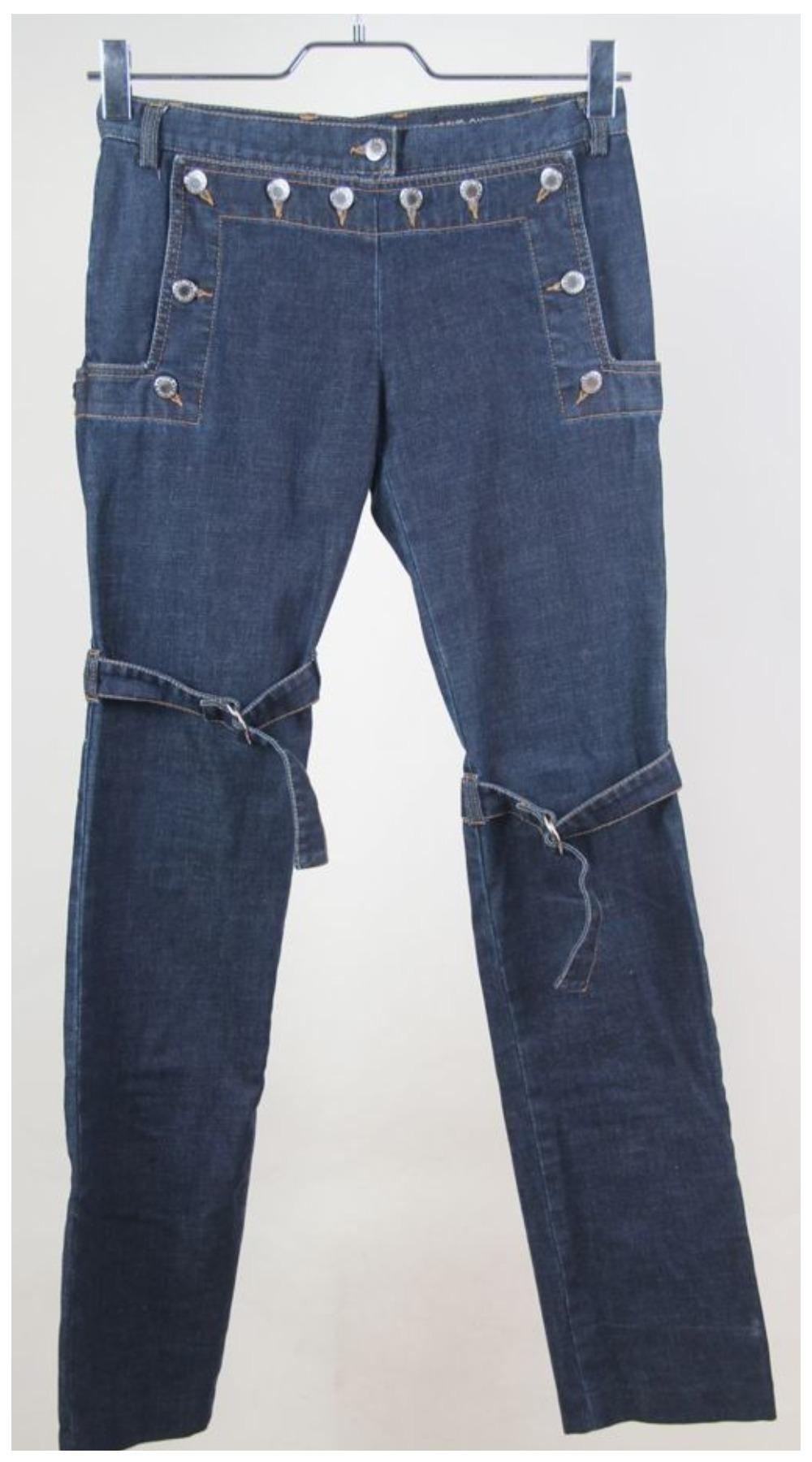 DOLCE GABBANA Spring Summer 2003 Denim Pants Button Flap Front Blue DOLCE GABBANA Spring Summer 2003 Denim Pants Button Flap Front Blue