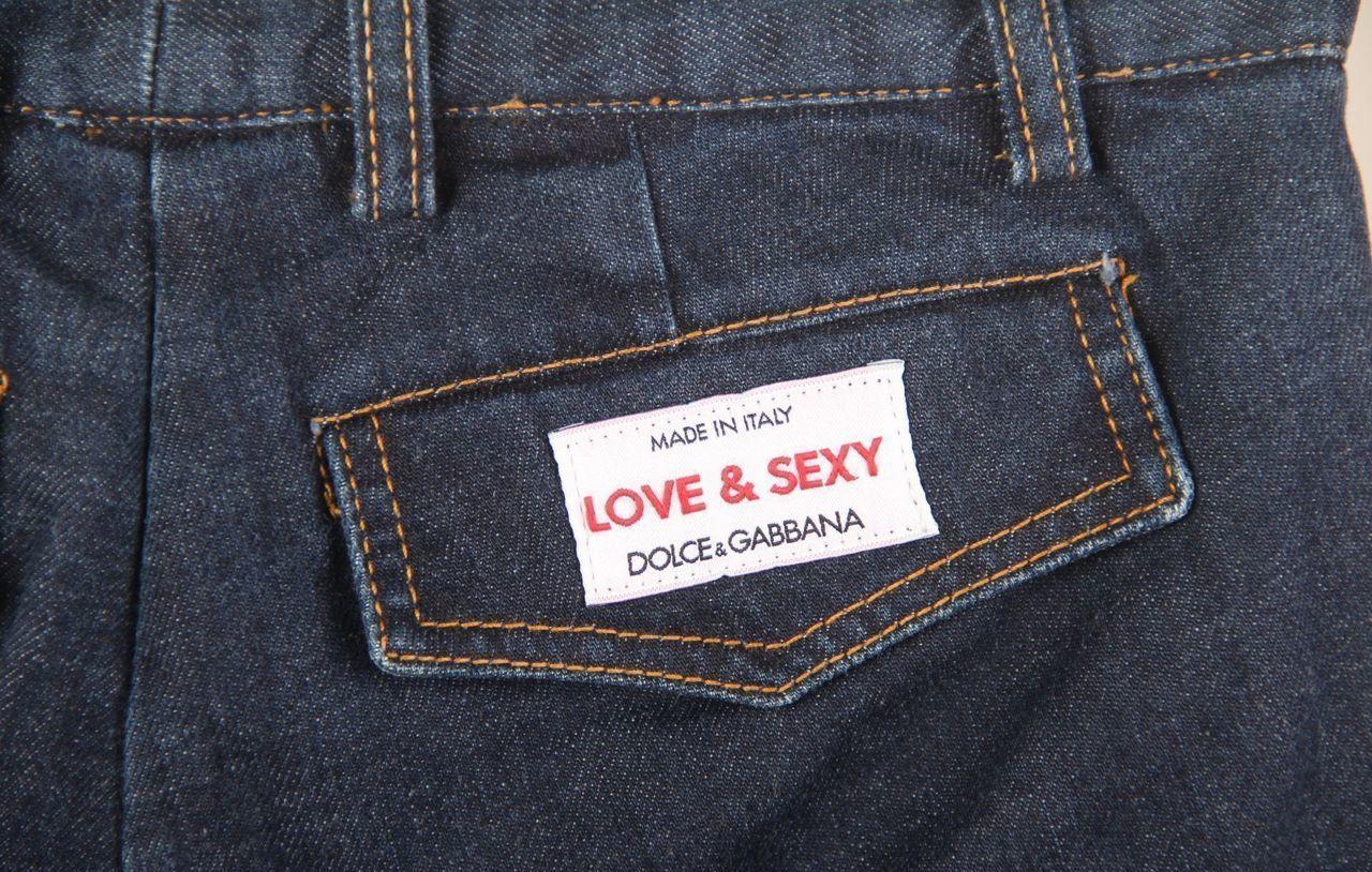 DOLCE GABBANA Spring Summer 2003  Denim Pants Button Flap Front Blue For Sale 1