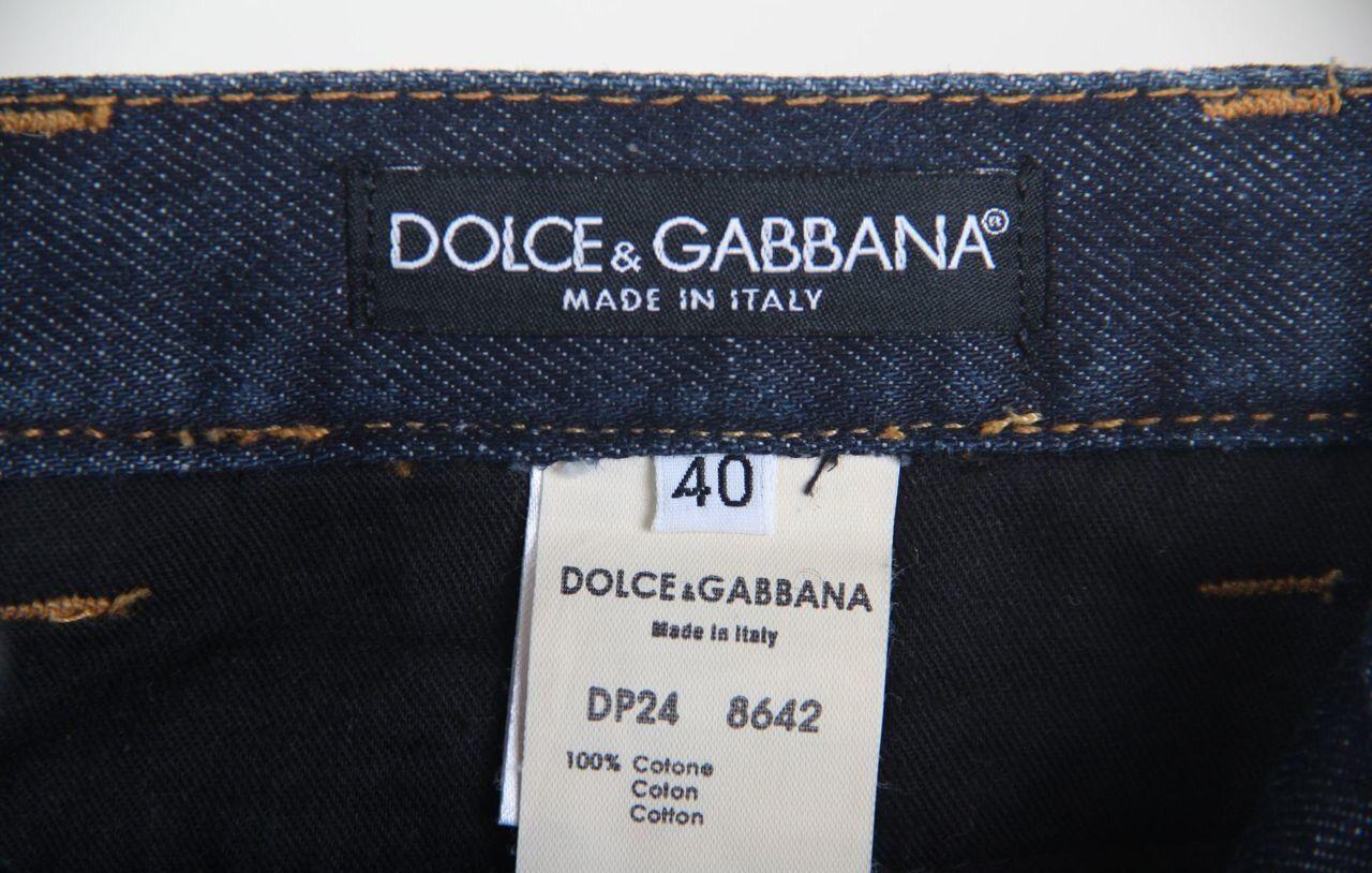 DOLCE GABBANA Spring Summer 2003  Denim Pants Button Flap Front Blue For Sale 3