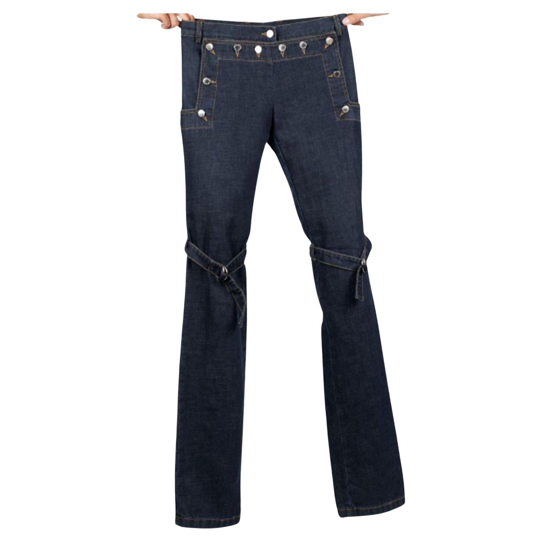 DOLCE GABBANA Spring Summer 2003 Denim Pants Button Flap DOLCE GABBANA Spring Summer 2003 Denim Pants Button Flap