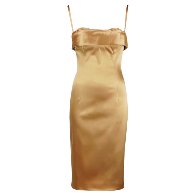 Dolce and Gabbana Spring/Summer 2007 Gold Satin Corset Dress IT44 For Sale  at 1stDibs