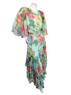 Dolce & Gabbana Spring Summer 2008 Silk Floral Chiffon Gown IT 40
