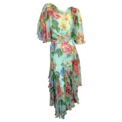Dolce & Gabbana Spring Summer 2008 Silk Floral Chiffon Gown IT 40