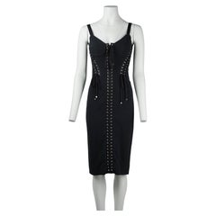 Dolce & Gabbana Spring/Summer 2019 Runway Black Lace-Up Corset Midi Dress IT40