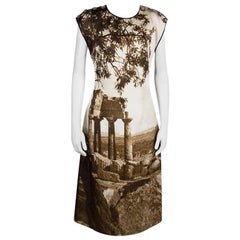 Dolce & Gabbana Spring'14 Digital Greek Temple Print Silk Dress M